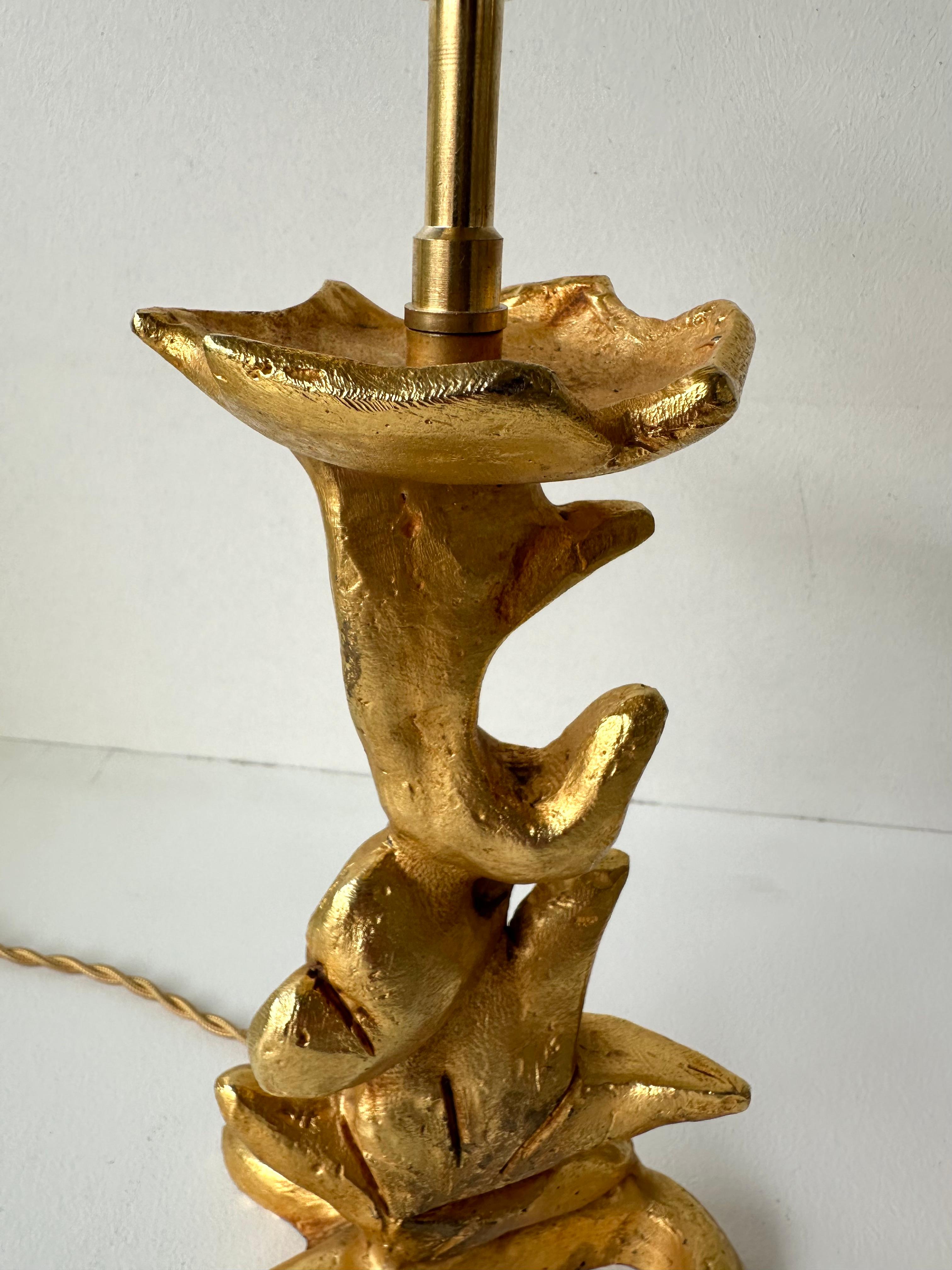 Gilt Pair of Lamps by Mathias for Fondica, France, 1990s For Sale