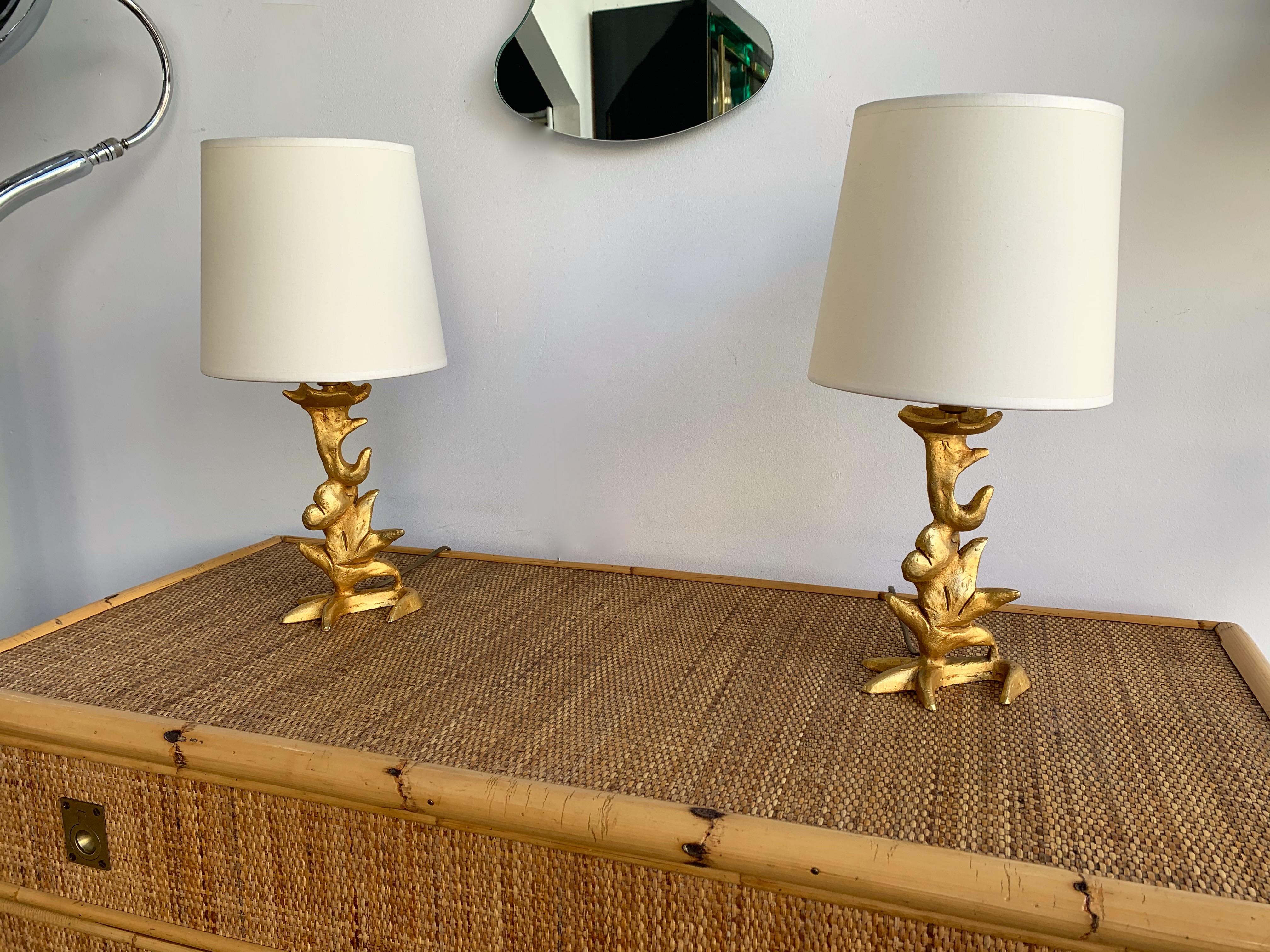 Metal Pair of Lamps by Mathias for Fondica, France, 1990s