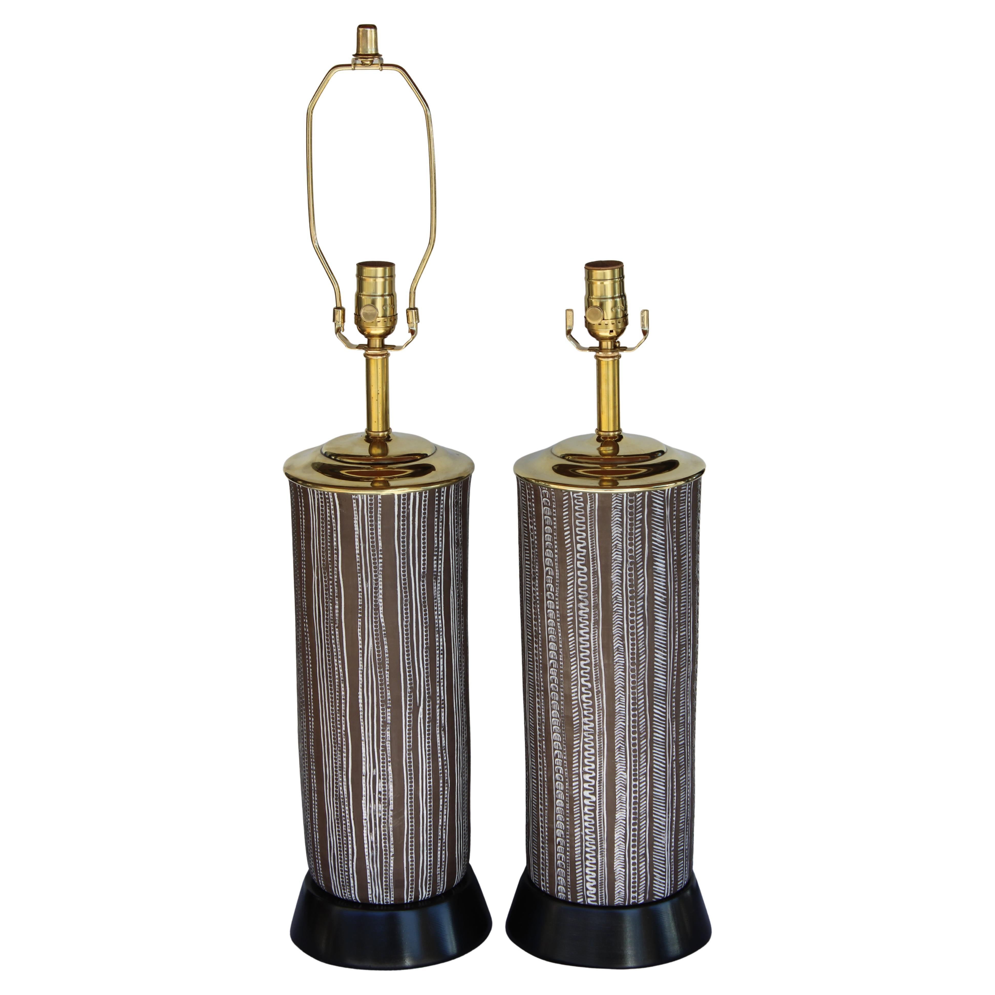 Paire de lampes par Meister Zurich de Suisse (sgraffito) en vente