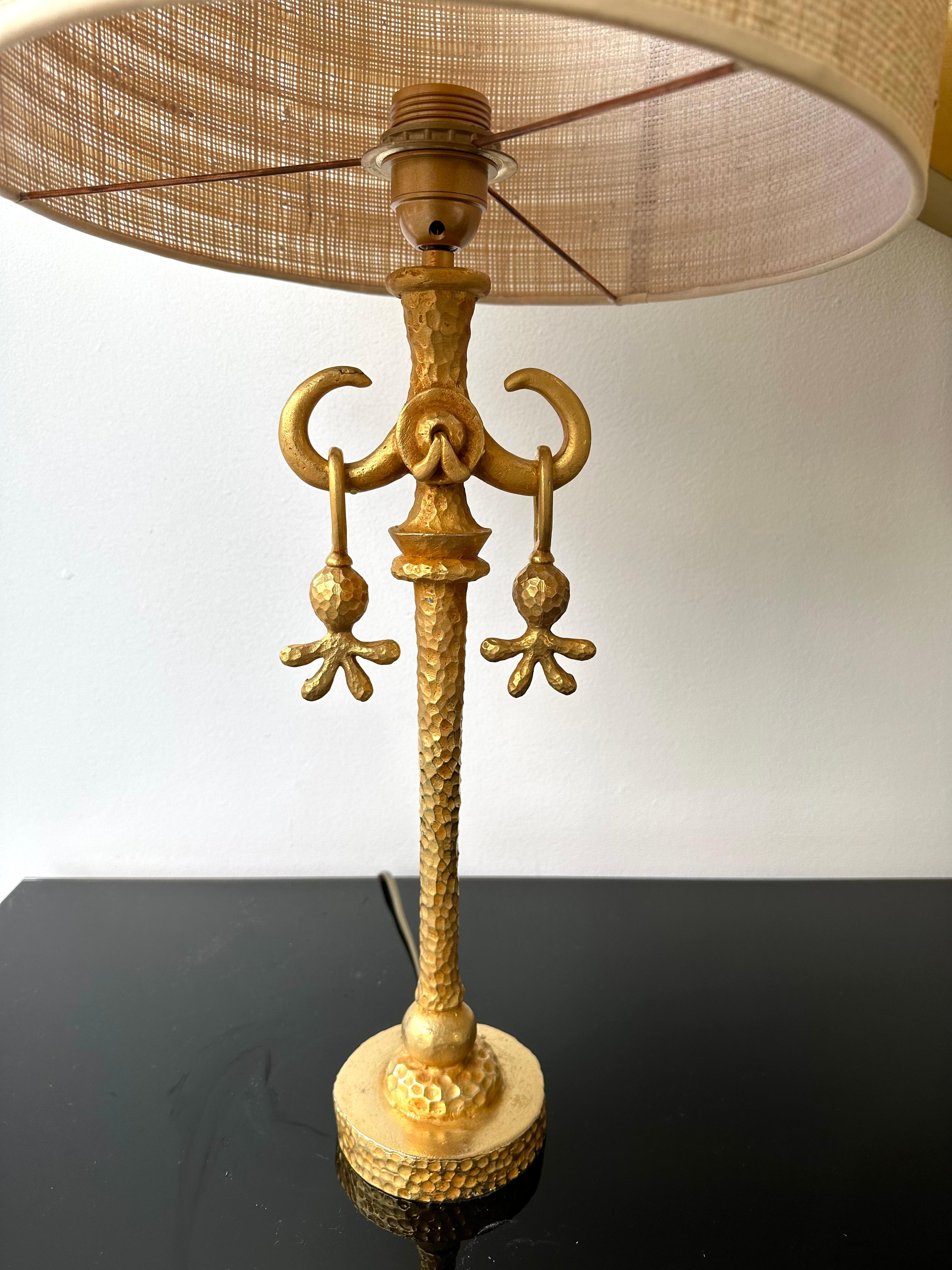Gilt Pair of Lamps by Nicola Dewael for Fondica, France, 1990s For Sale