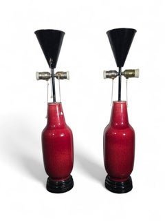 Pair of Lamps – Chinese Oxblood Porcelain Vases – Early 20th Century