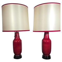 Paire de lampes - Vases en porcelaine chinoise de couleur sang-de-bœuf - Début du 20e siècle