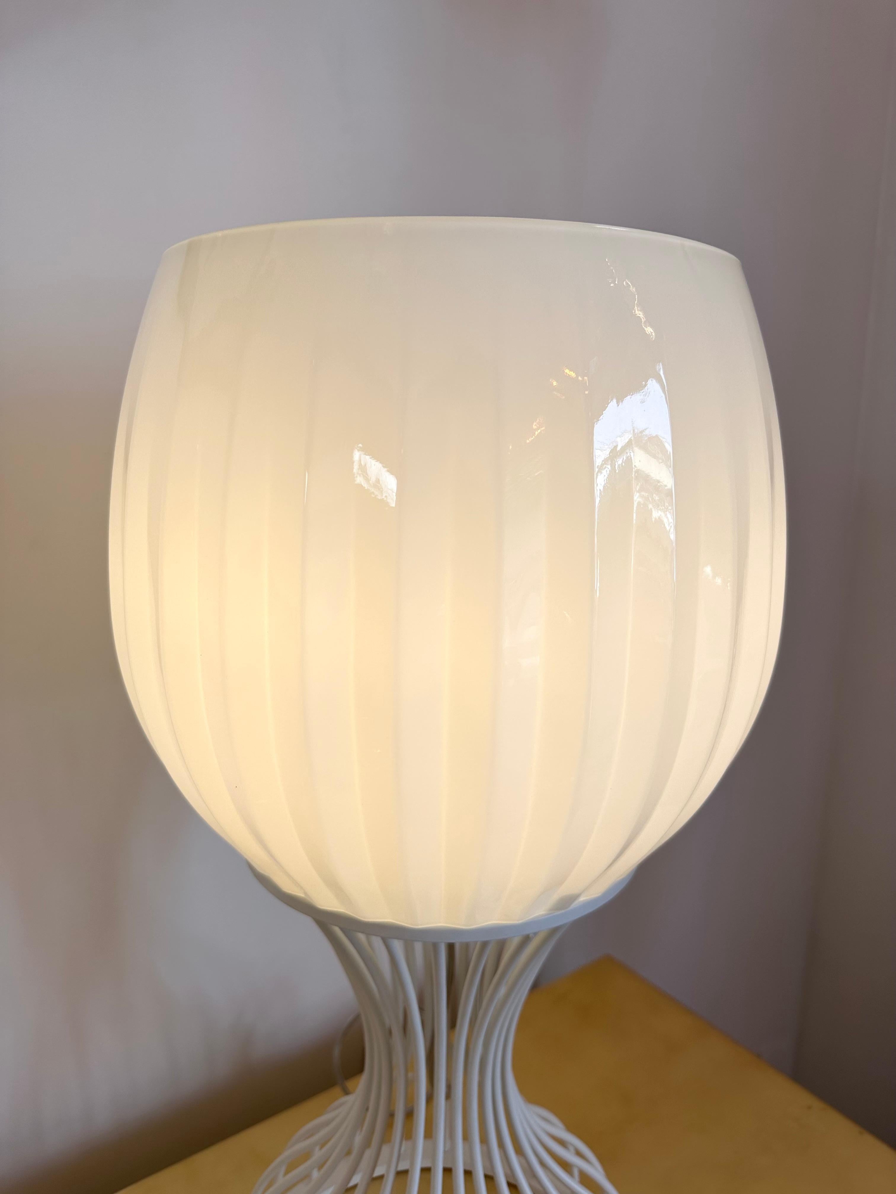 Italian Pair of Lamps Cup Murano Glass and White Metal by Vistosi, Italy, 1990s For Sale