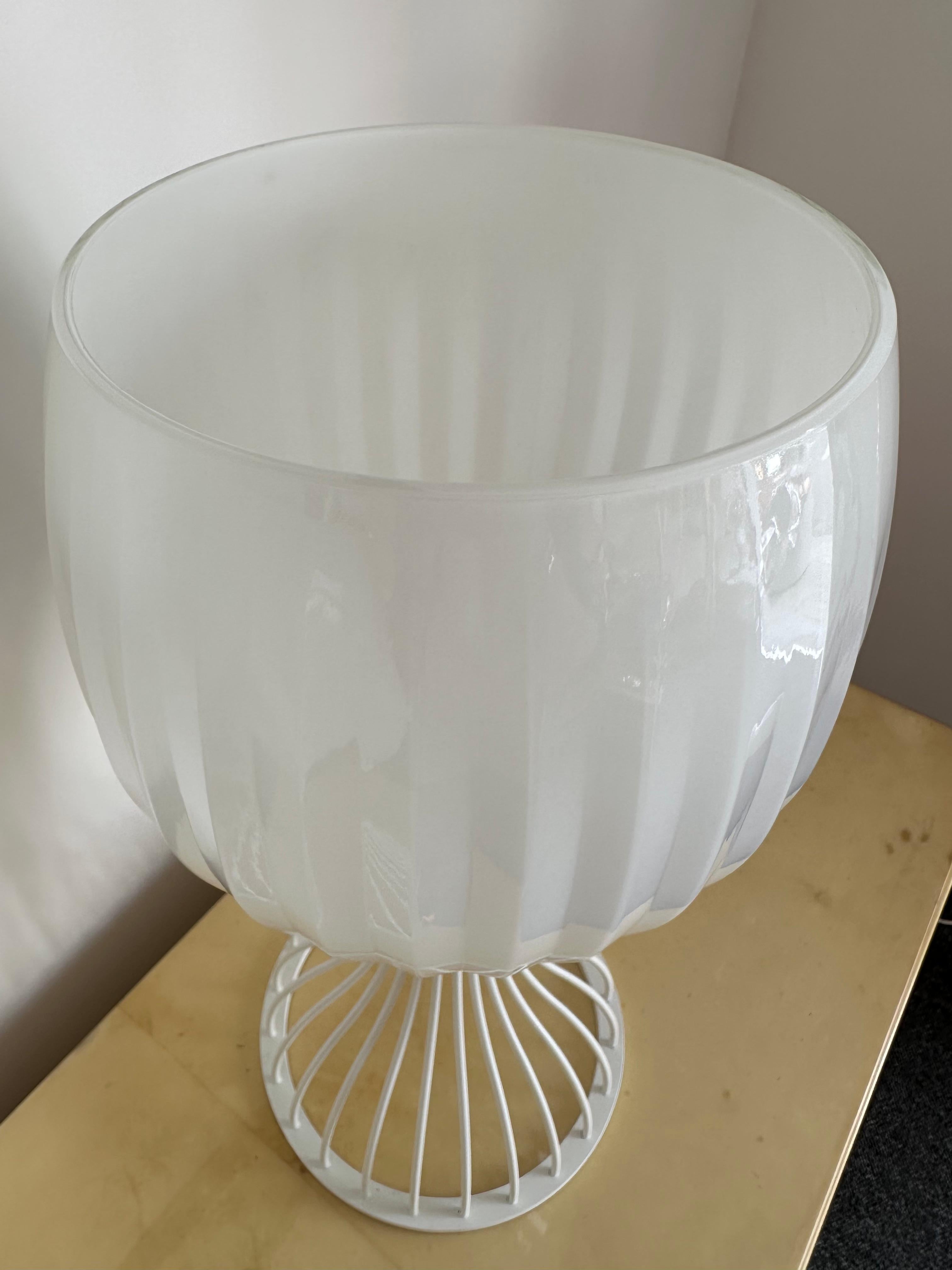 Pair of Lamps Cup Murano Glass and White Metal by Vistosi, Italy, 1990s For Sale 1