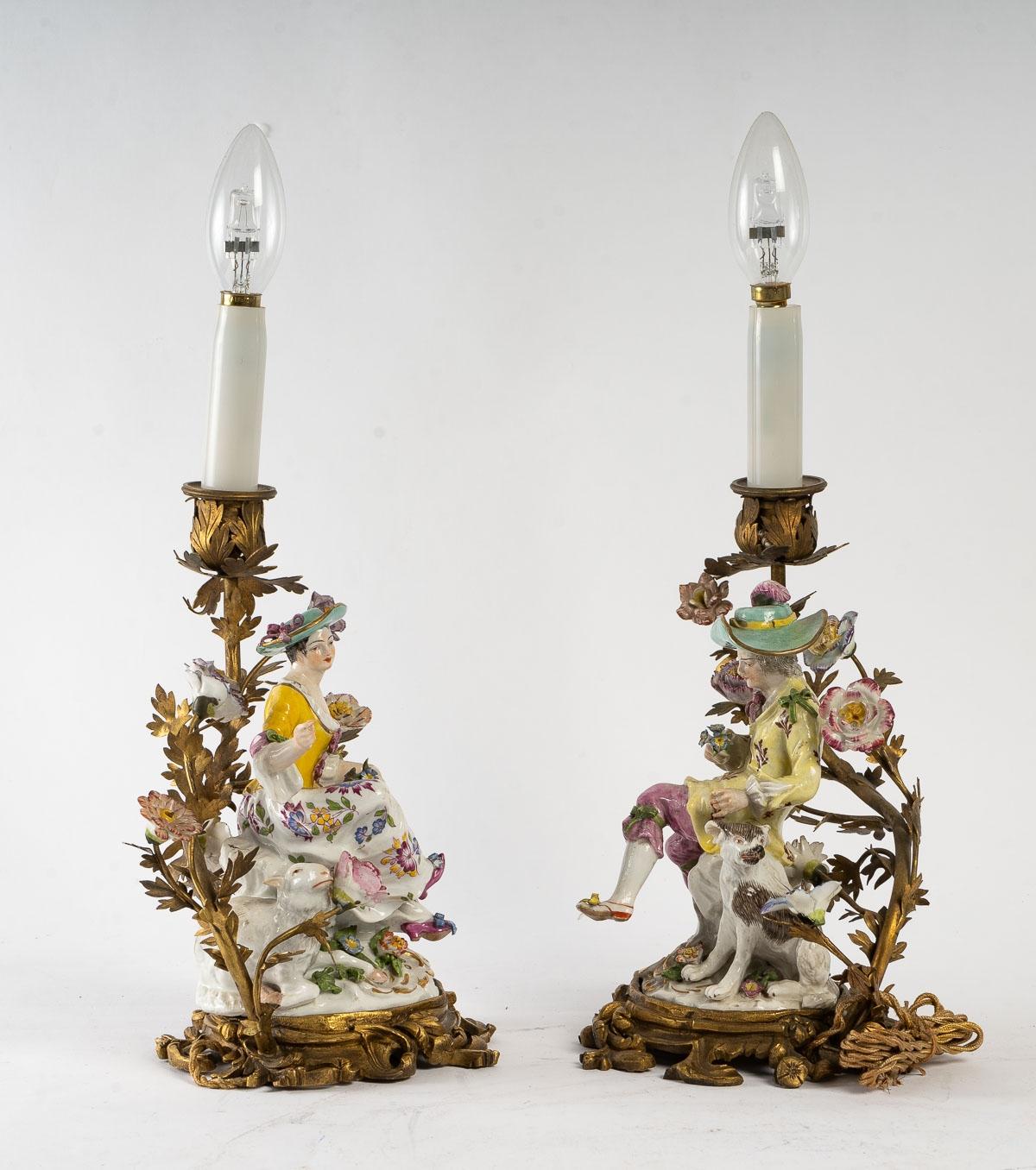 Bronze Pair of Lamps, End of 19th Century