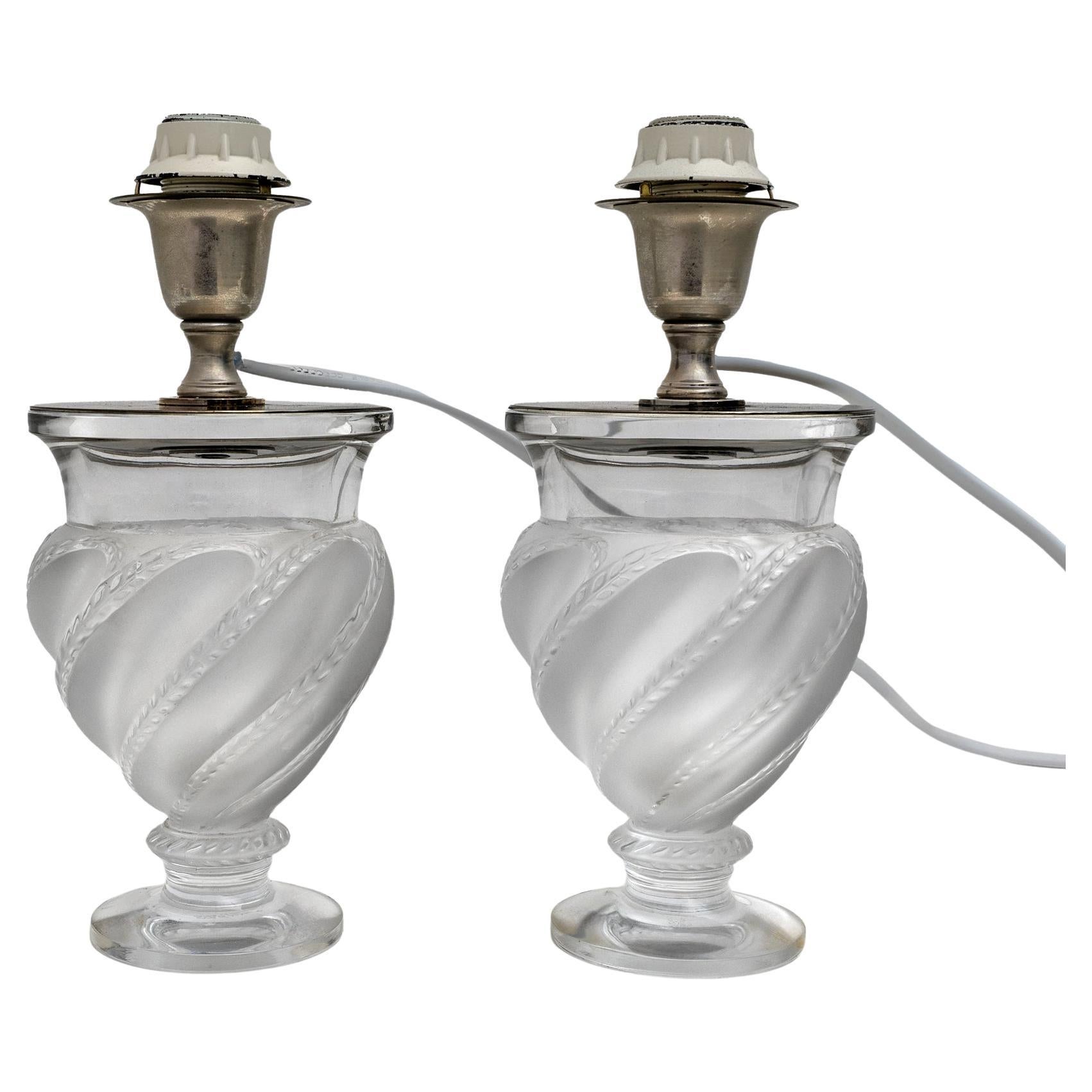 Pair of lamps - "Ermenonville" signed Lalique - Crystal, vintage 1960s