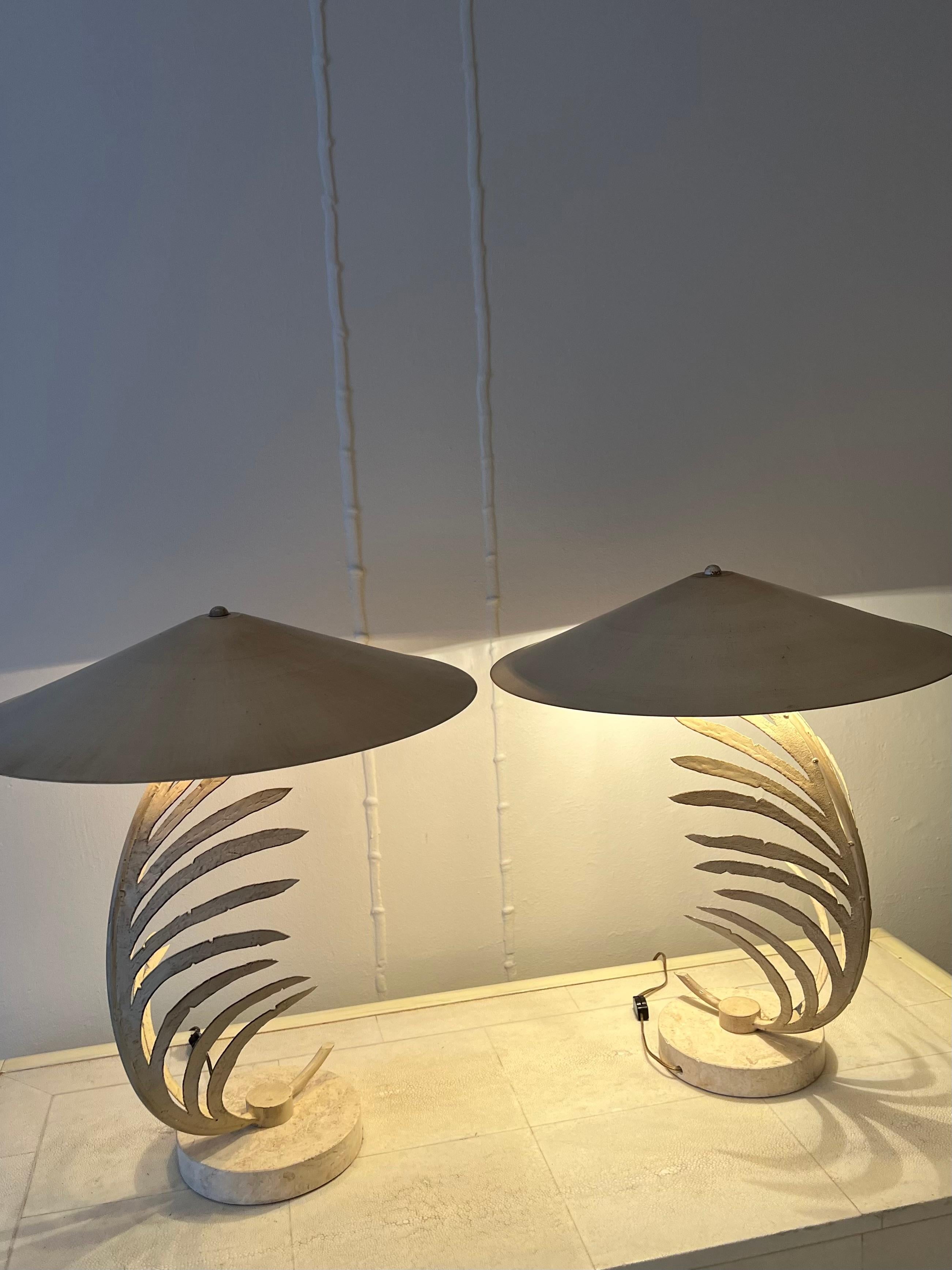 Pair of Michael Taylor Metal Lamps In Good Condition For Sale In Los Angeles, CA