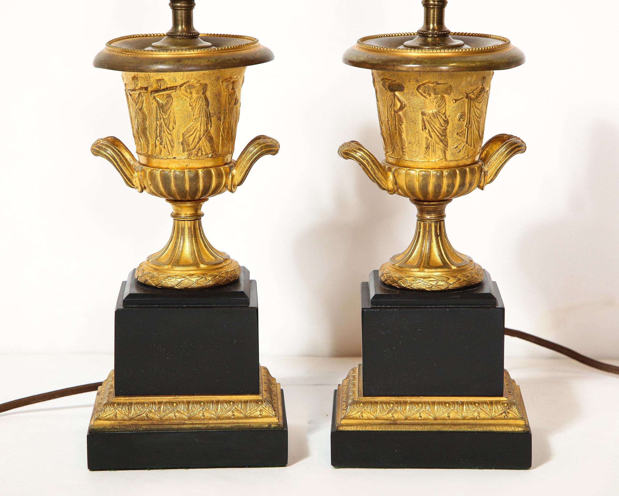 Bronze Pair of Lamps For Sale