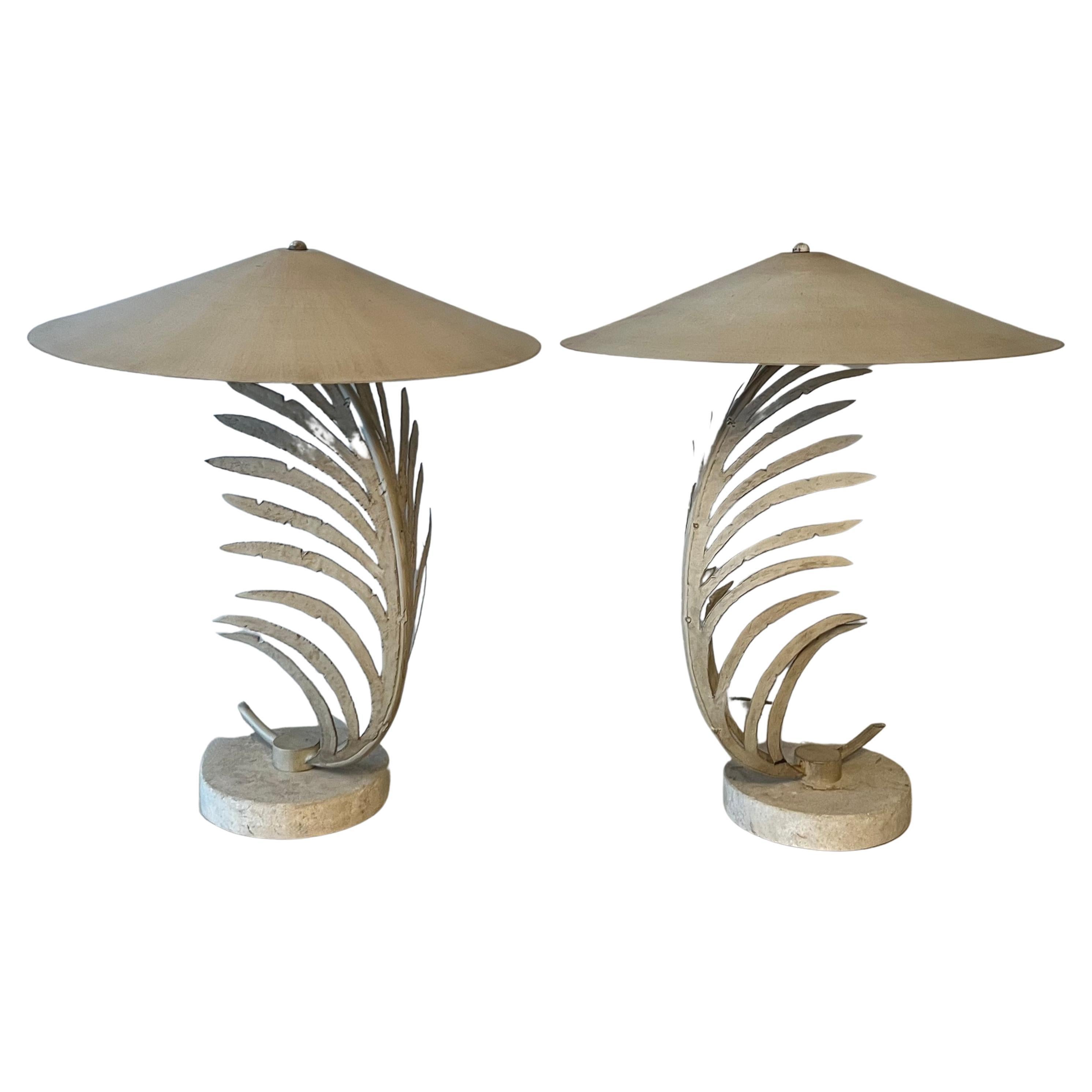 Pair of Michael Taylor Metal Lamps For Sale