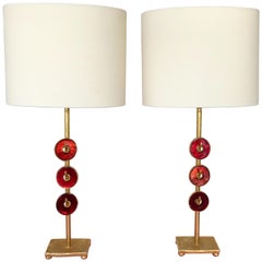 Pair of Lamps Gilt Bronze by Nicolas Dewael for Fondica, France, 2000