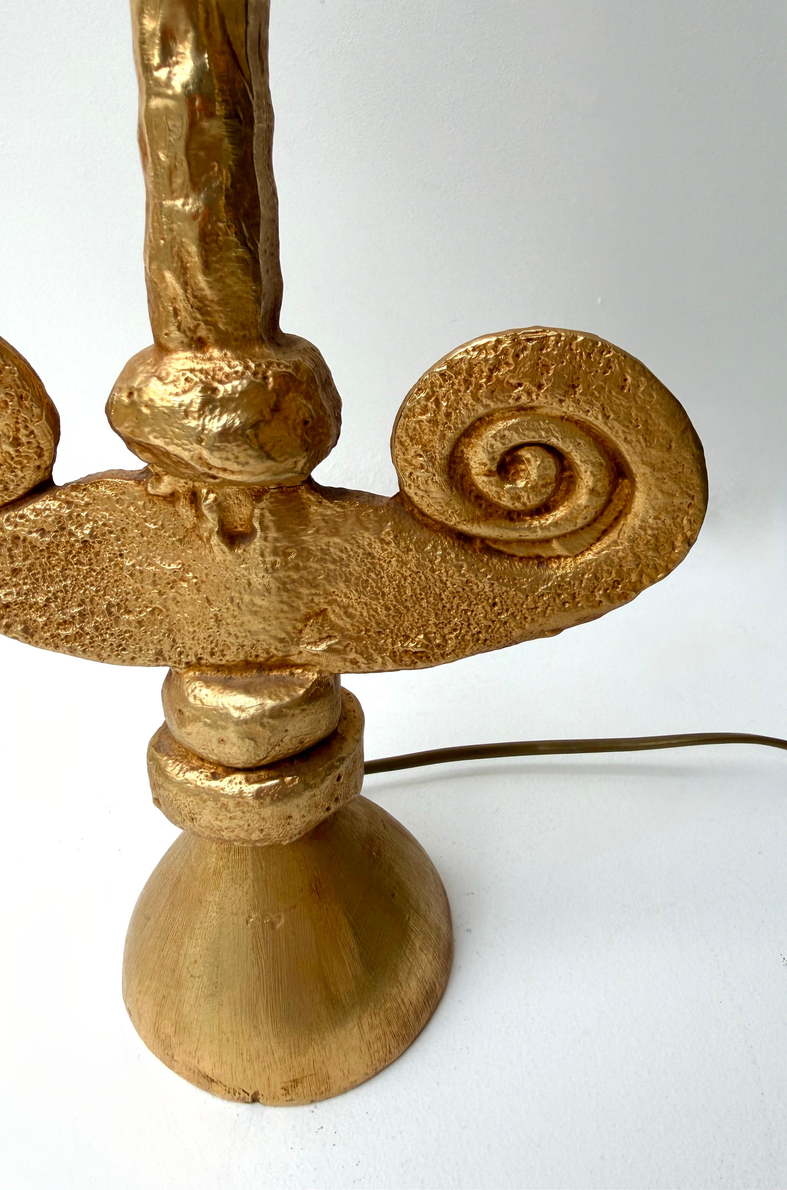 Lampenpaar Vergoldetes Metall von Pierre Casenove für Fondica, Frankreich, 1990er Jahre im Angebot 4