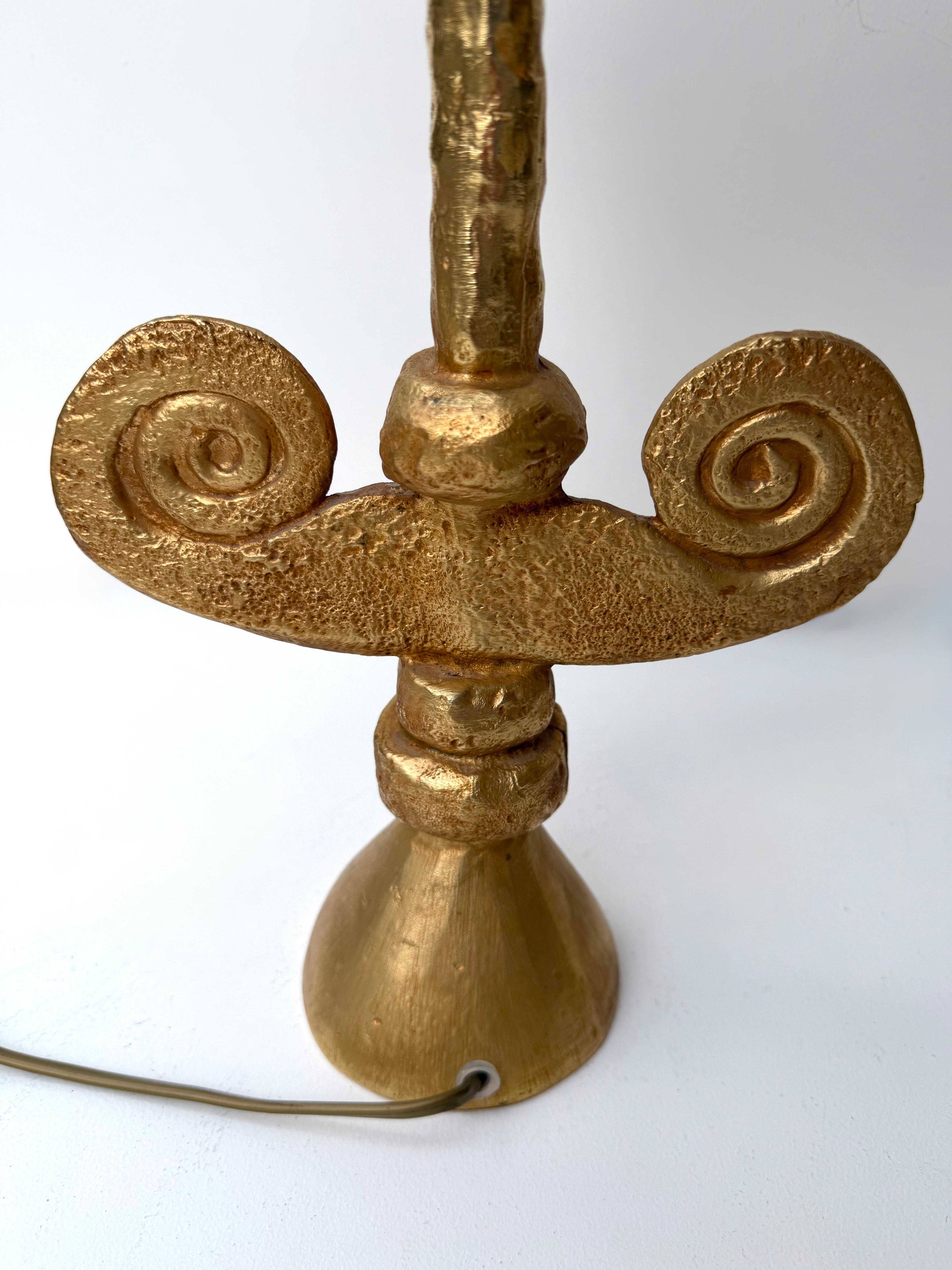 Lampenpaar Vergoldetes Metall von Pierre Casenove für Fondica, Frankreich, 1990er Jahre im Angebot 7