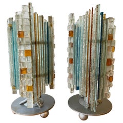 Paar Lampen aus Glas und Schmiedeeisen von Biancardi & Jordan Arte, Italien, 1970er Jahre