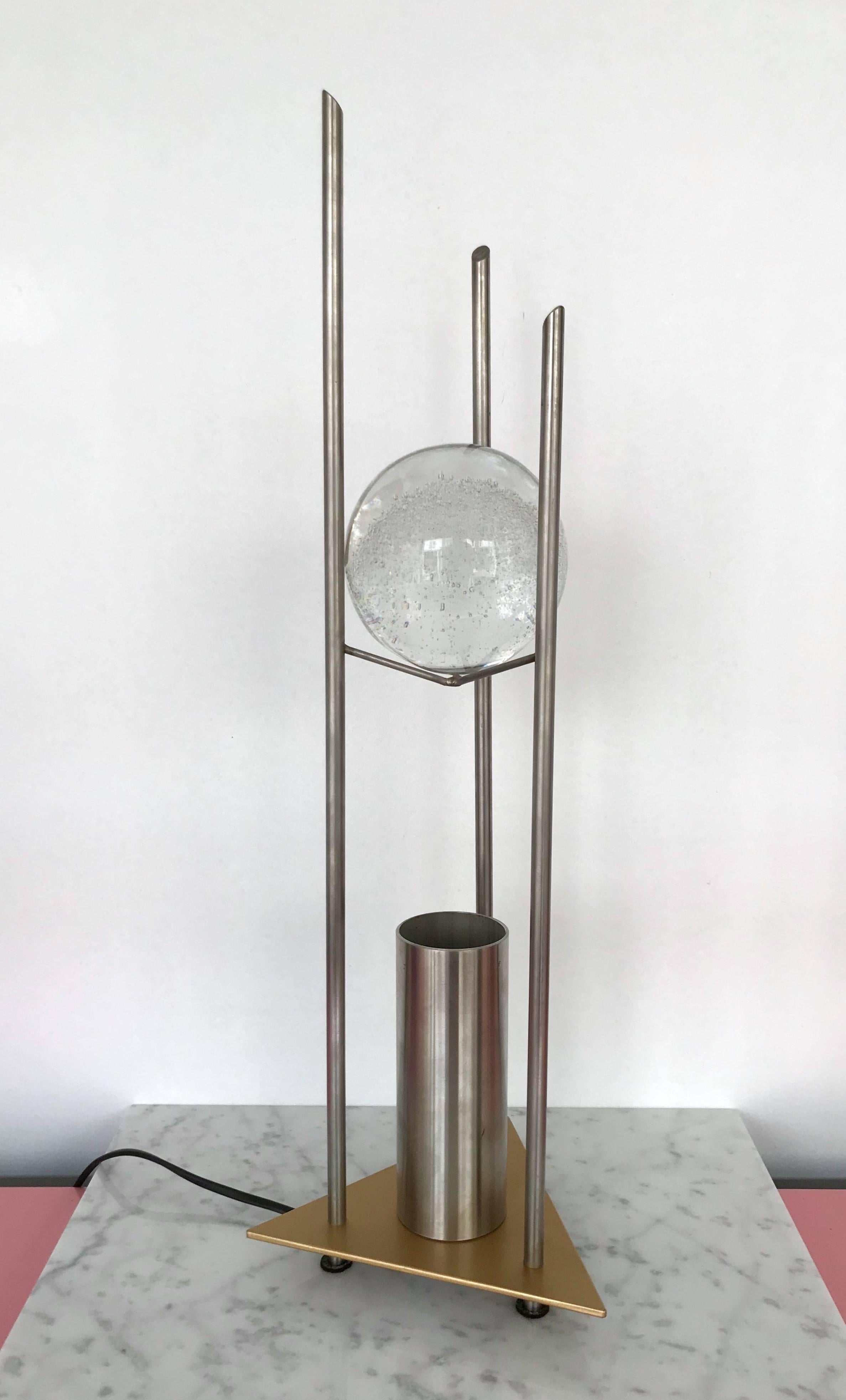 Metal Pair of Lamps Glass Ball Sculpture by RW Manufaktur, Germany, 1980s For Sale