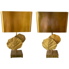 Pair of Lamps Guadeloupe by Maison Charles, Bronze, 1970s, France