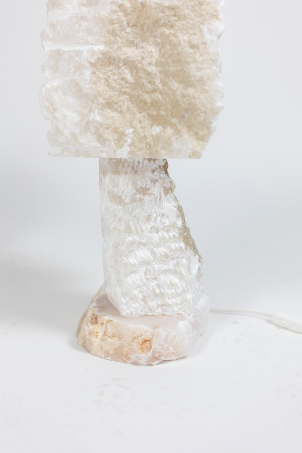 Pair of Lamps in Alabaster, Contemporary Work For Sale 3
