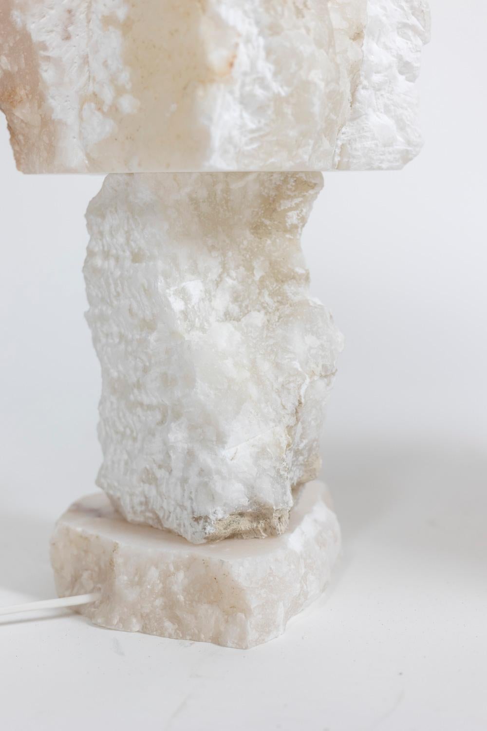 Pair of Lamps in Alabaster, Contemporary Work For Sale 4