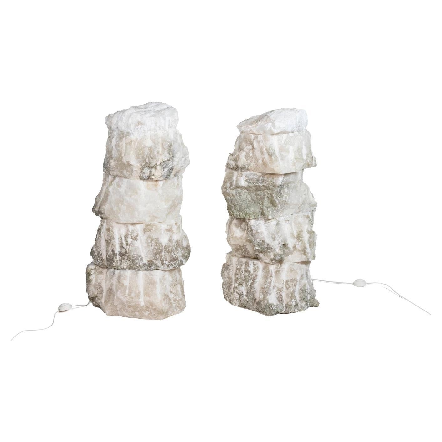 Lampenpaar aus Alabaster, zeitgenössisches Werk
