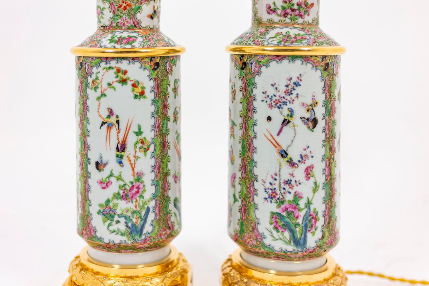Pair of Lamps in Canton Porcelain, 19th Century 1