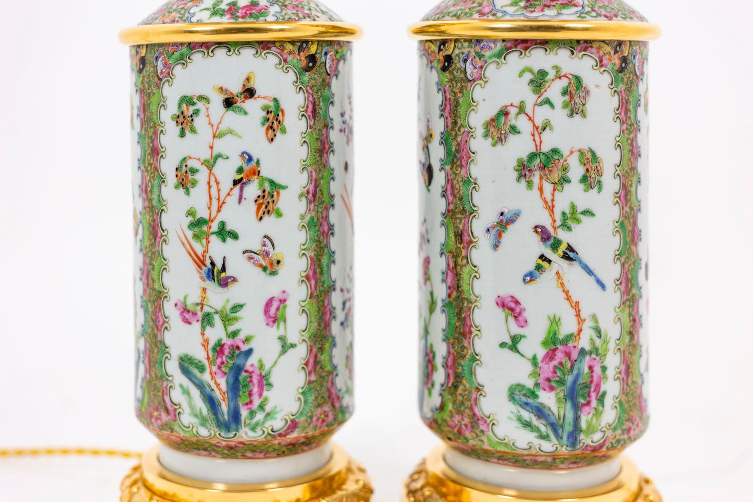 Pair of Lamps in Canton Porcelain, 19th Century 2