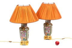Pair of Lamps in Canton Porcelain, circa 1880
