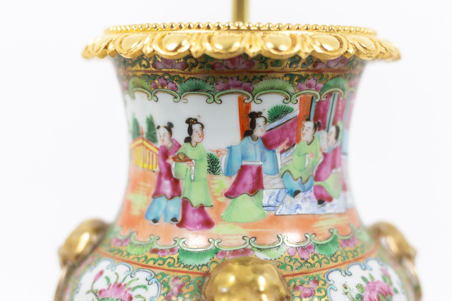 19th Century Pair of Lamps in Canton Porcelain, circa 1880