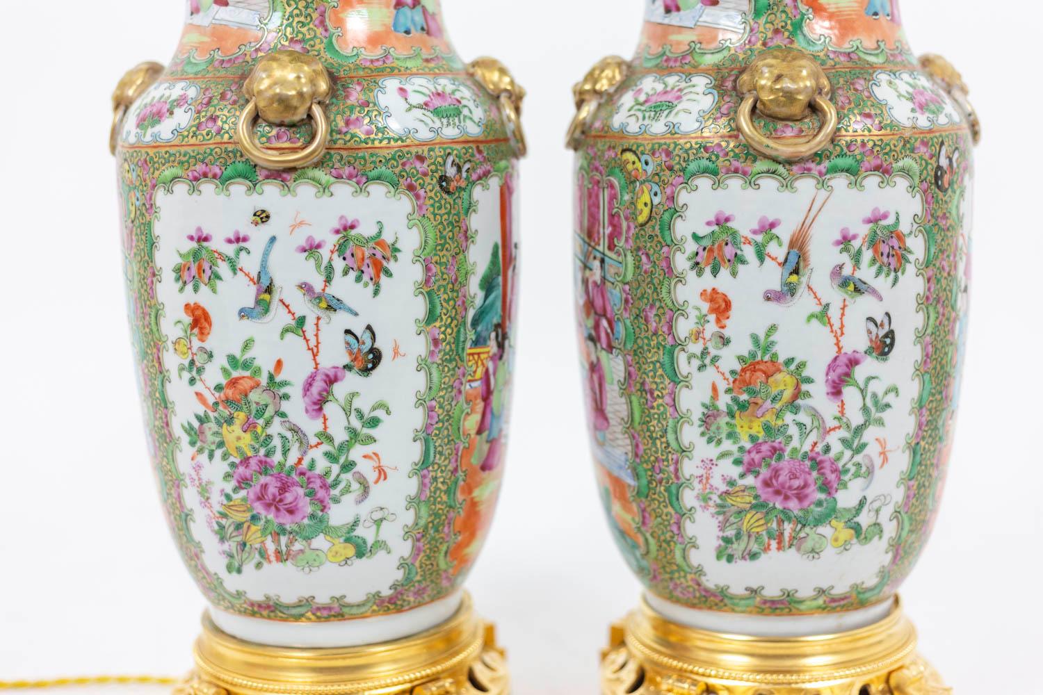 Pair of Lamps in Canton Porcelain, circa 1880 1