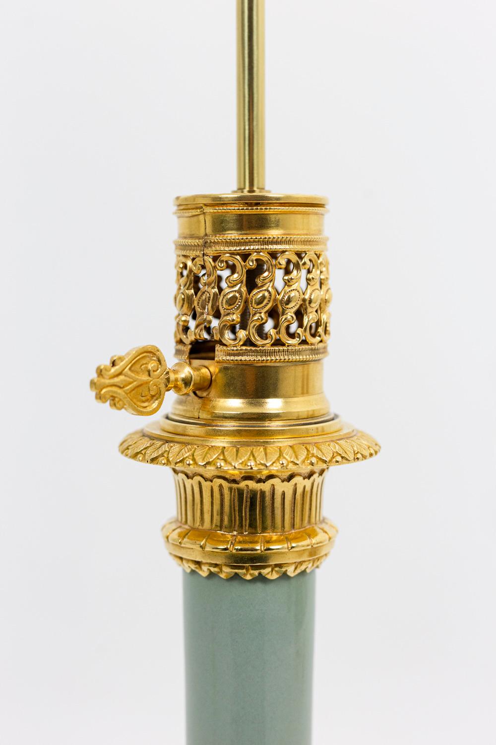 Pair of Lamps in Celadon Porcelain and Gilt Bronze, Napoleon III Era 1
