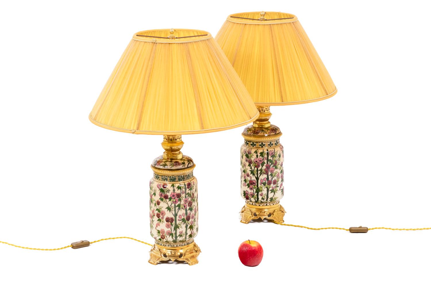 Pair of Lamps in Earthenware and Bronze, circa 1880 5