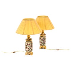Pair of Lamps in Earthenware and Bronze, circa 1880