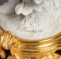 Pair of Lamps in Gilt Bronze and Biscuit of Sevres End 19th Century
