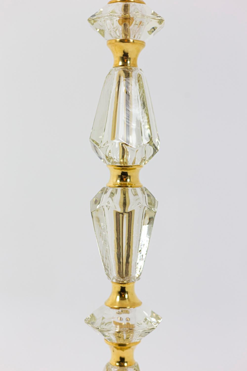 European Pair of Lamps in Glass and Gilt Bronze, 1940s For Sale