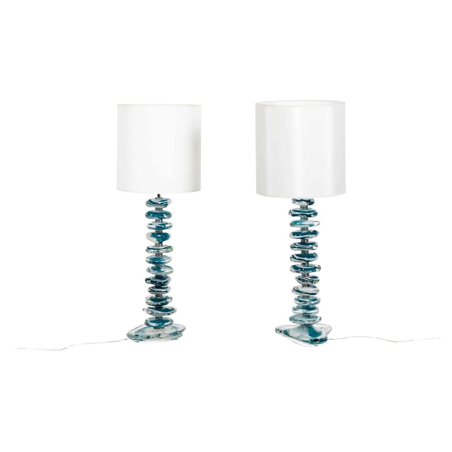 Pair of Lamps in Glass of Murano, Contemporary Work For Sale
