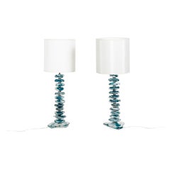 Paar Lampen aus Glas aus Muranoglas, zeitgenössisches Werk