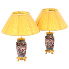 Pair of Lamps in Imari Porcelain and Gilt Bronze, 19th Century