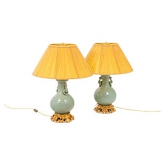 Pair of Lamps in Porcelain and Bronze, circa 1880