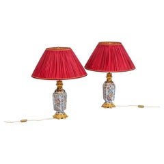 Antique Pair of Lamps in Porcelain of Imari, circa 1880