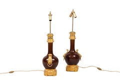 Pair of Lamps in Red Sang-de-bœuf Porcelain, circa 1880