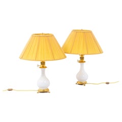 Pair of Lamps in White Porcelain and Bronze, circa 1880