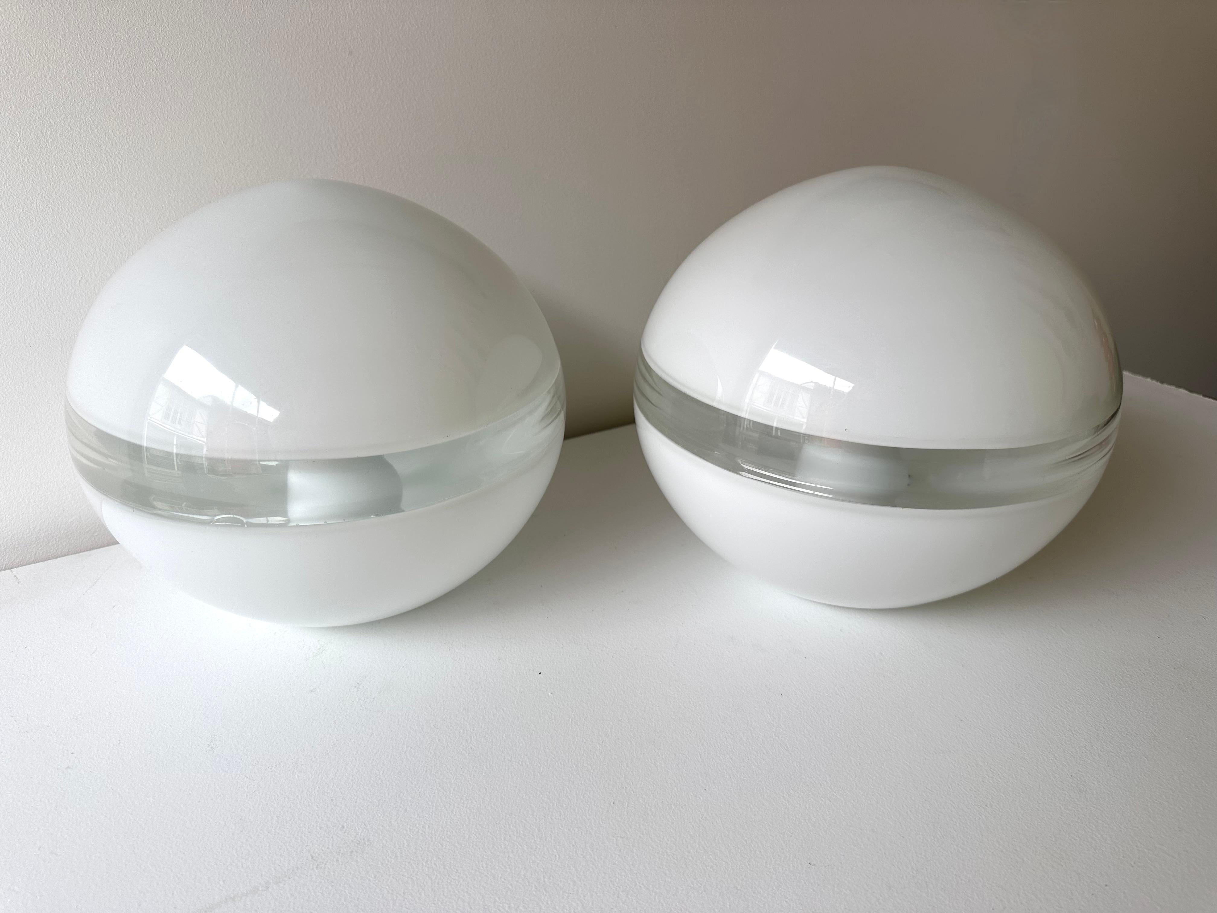 Late 20th Century Pair of Lamps LT230 Murano Glass by Carlo Nason for Mazzega, Italy, 1970s For Sale