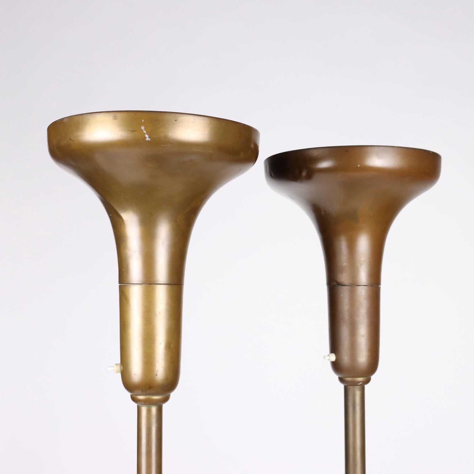 Mid-Century Modern Pair of Lamps Luminator Brass Italy 1940s