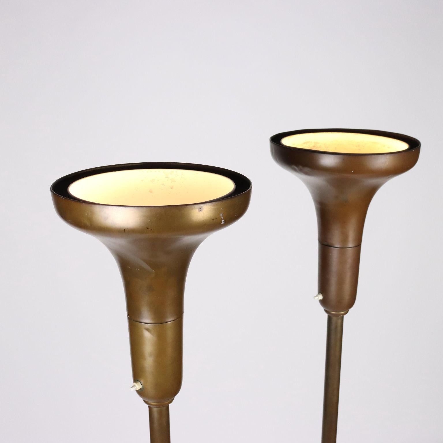 Mid-20th Century Pair of Lamps Luminator Brass Italy 1940s