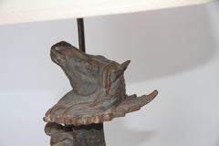 Pair of Lamps Made from Antique Iron Horse Brackets