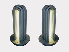 Pair of lamps made with cast iron radiator coils, Italy, early 20th century.