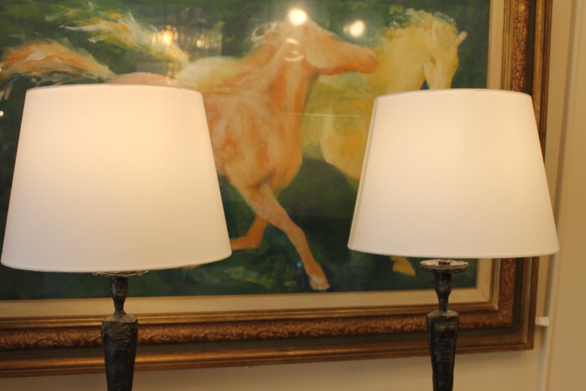 Pair of Lamps, Maison Porta Romana, Giacometti Style, 20th Century 1