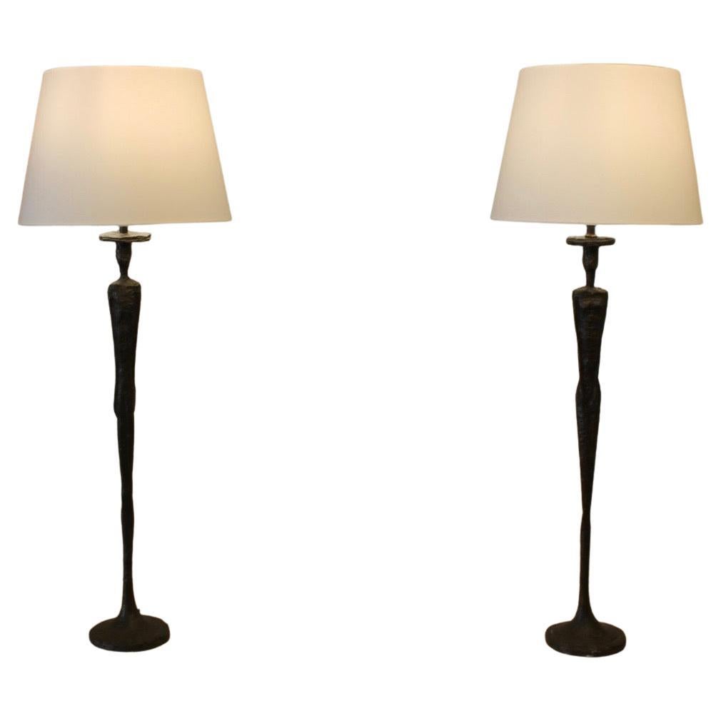 Pair of Lamps, Maison Porta Romana, Giacometti Style, 20th Century