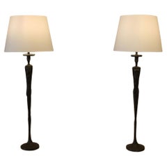 Paire de lampes, Maison Porta Romana, style Giacometti, XXe siècle