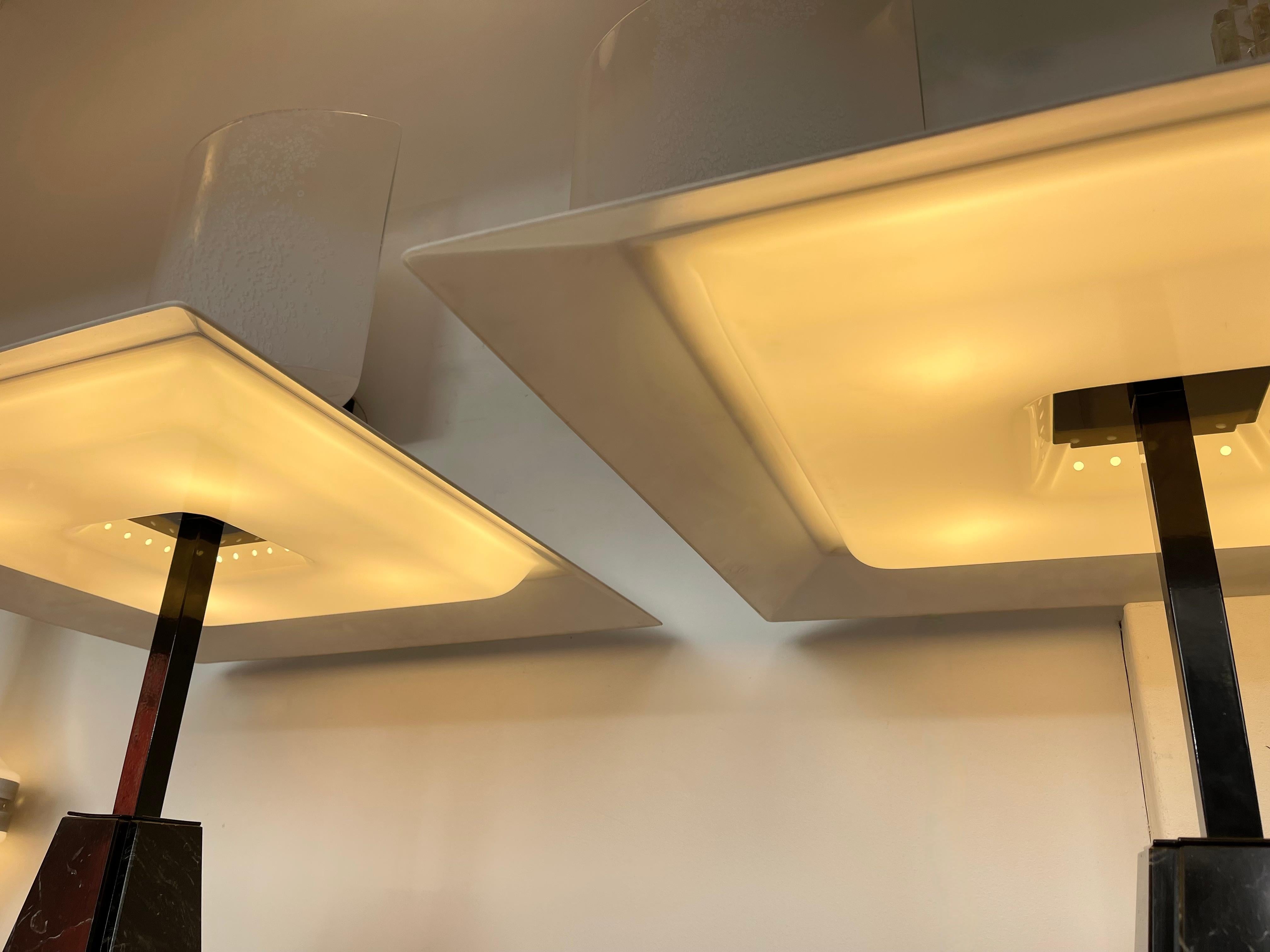 Pair of Lamps Marble Metal Lucite by Cini Boeri for Tronconi, Italy, 1970s 1