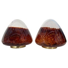 Pair of Lamps Murano Glass and Brass by Vistosi, Italy, 1970s