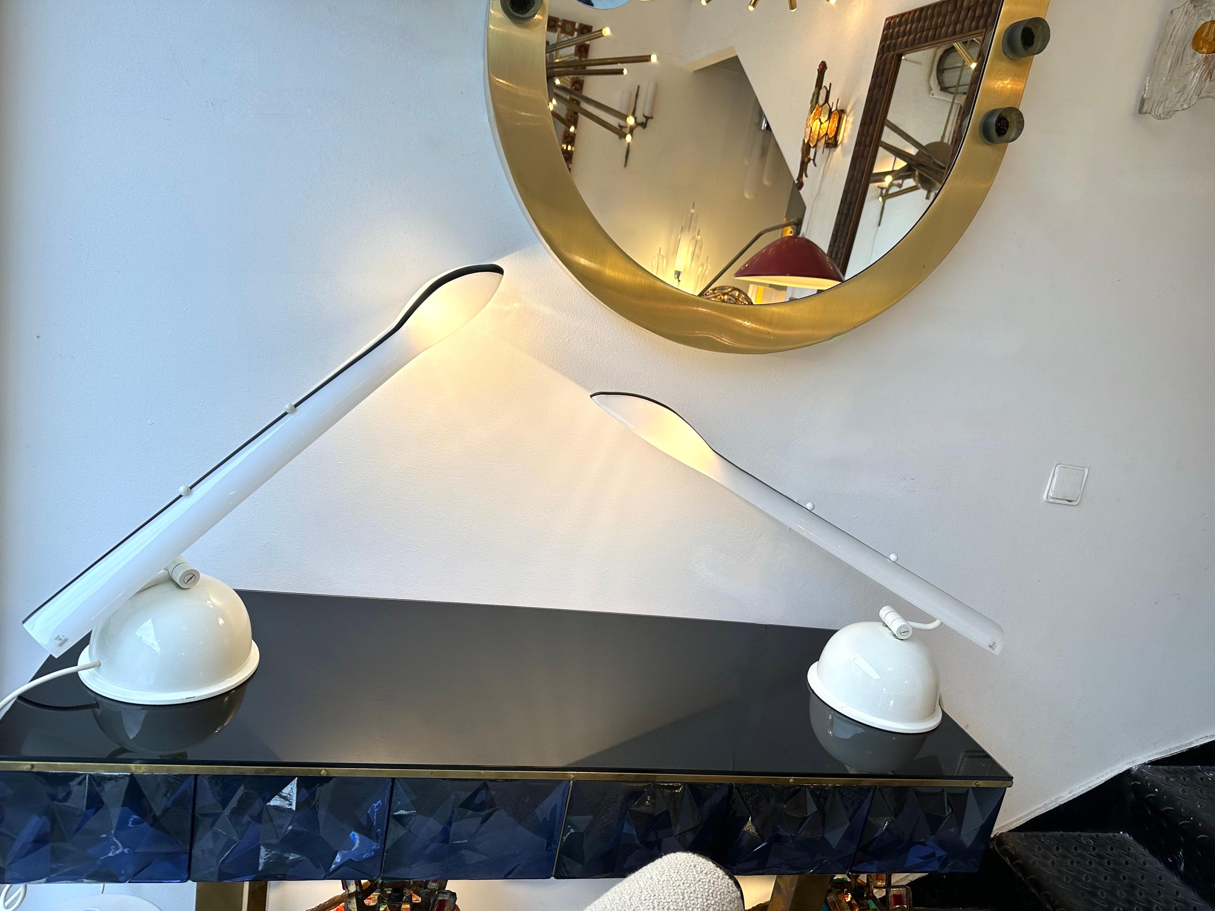 Fin du 20e siècle Paire de lampes en verre de Murano et métal par ITRE. Italie, années 1980 en vente